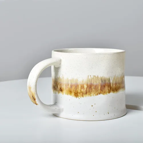 Vista 6 de Bosmarlin Juego de 2 tazas de café medianas de cerámica, 15 onzas, taza de té grande de cerámica para oficina y hogar, apta para lavavajillas y Beige