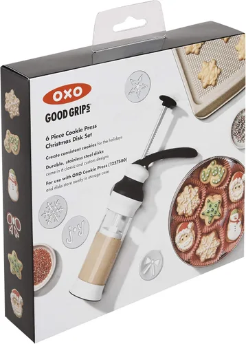 Vista 4 de OXO Good Grips - Juego de discos navideños para galletas, Metálico
