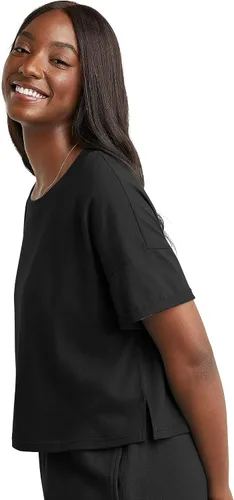 Vista 3 de Hanes Camiseta de manga corta con mangas enrolladas, 100% algodón para mujer