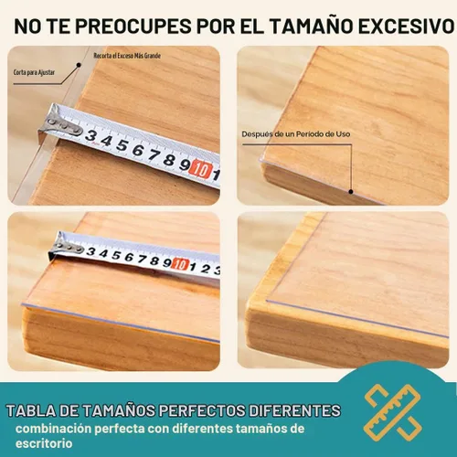 Vista 6 de Protección de mesa de PVC transparente de varios tamaños para mesa de comedor pequeña, resistente al calor, impermeable, tapete de computadora