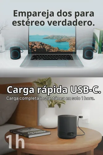 Vista 7 de FUNLOGY Portable Mini2 Bluetooth Speaker, Wireless Portable Speaker with Deep Bass, IPX7 Waterproof, TWS Stereo Pairing, Built-in Mic, Small Speaker