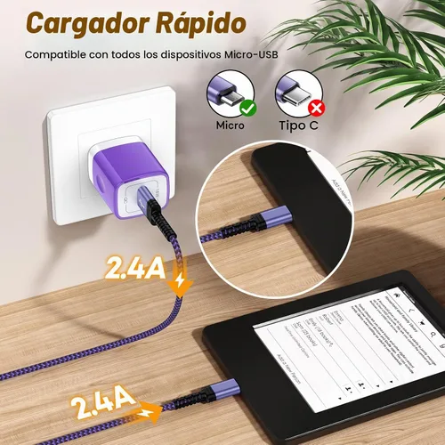 Vista 2 de Cargador Kindle para Kindl de repuesto de cable de carga de automóvil, Paperwhite Amazon Fire HD Tablet 7 8 Paperwhite Fire Charger Old Micro USB