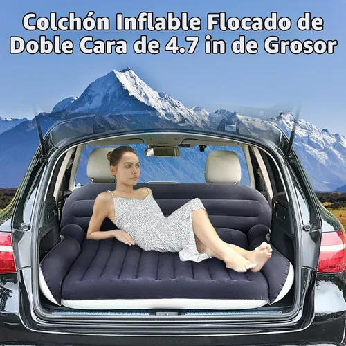 Vista 2 de KMZ Colchón de aire SUV con 2 almohadas - Cama de coche gruesa y flocada