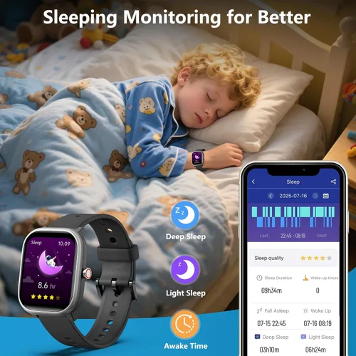 Vista 6 de Reloj para Niños para Niñas y Niños de 6-15 Años - Reloj Inteligente para Niños de 1.8" Rastreador de Fitness, Sin Necesidad de Teléfono, Podómetro