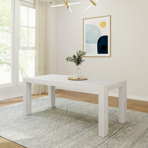 Vista 8 de Plank+Beam Mesa de comedor de 48 pulgadas, mesa de cocina de madera maciza de 48 pulgadas, mesa de cena rectangular para comedor, oficina en casa