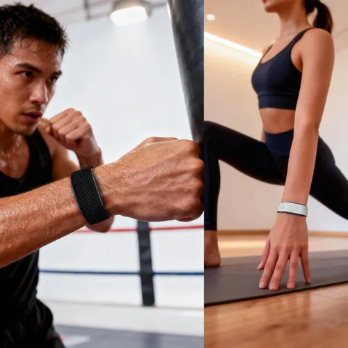 Vista 6 de Correa de nailon en bucle compatible con Amazfit Helio, correa de muñeca deportiva transpirable con cierre de gancho y bucle y diseño cubierto