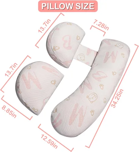 Vista 7 de Almohada de maternidad de embarazo para dormir, soporte para caderas, espalda, piernas, con funda desmontable y ajustable