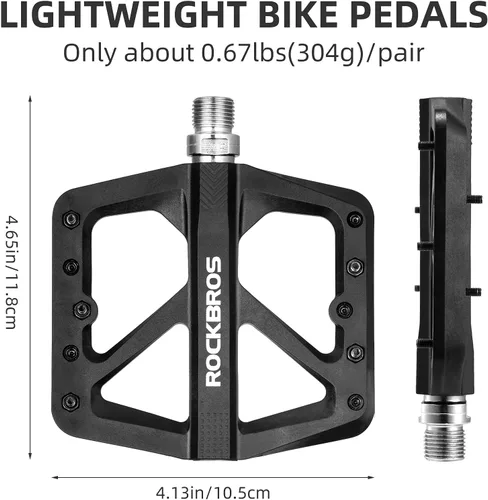 Vista 4 de ROCKBROS Pedales de bicicleta de montaña Pedales MTB Pedales ligeros de nailon compuesto Pedales planos de bicicleta 9/16 "DU Bearing Bike Pedales