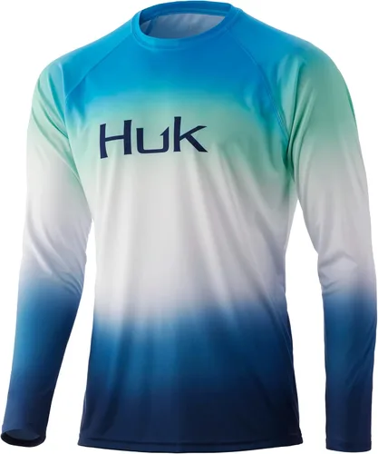 Vista 9 de Huk Pursuit Vented LS para hombre Refracción Fish Fade - San Sal/Wahoo
