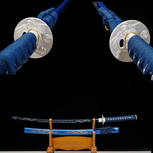 Vista 5 de 1045/1060 acero de alto carbono forjado a mano tradicional, espada katana templada térmicamente, espadas samurai japonesas, espadas completas