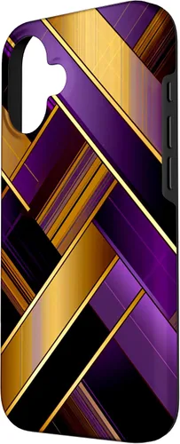 Vista 2 de Púrpura Negro Oro Plaid Patrón A Cuadros Amantes Caso Para iPhone 16