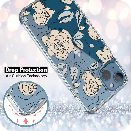 Vista 6 de RANZ Compatible con Funda para iPhone 13, Serie Anti-Arañazos y a los Golpes, Carcasa Protectora de TPU y PC Transparente para iPhone 13 (6.1")