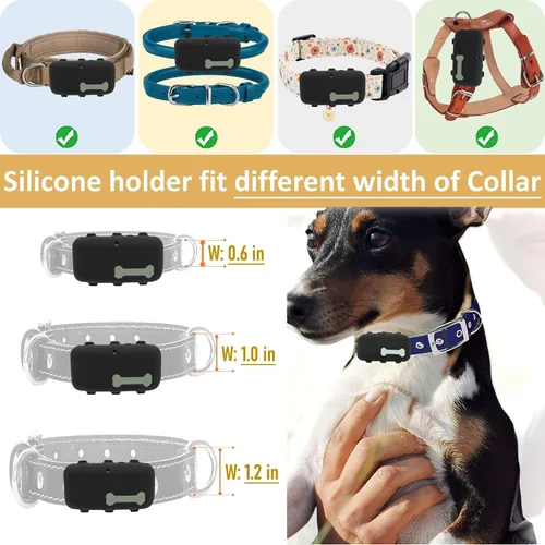 Vista 7 de Soporte de silicona compatible con rastreador de perros Tractive XL GPS (negro, 1 unidad) Rubber Accessories Cover protect Finder for