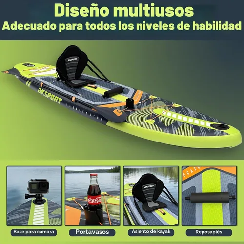 Vista 3 de AKSPORT Tabla de Paddle Inflable de Pie, Tabla SUP con Todos los Accesorios, Diseño Amplio y Estable, Cubierta Antideslizante, Tablas de Paddle