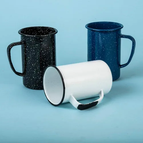 Vista 6 de Cinsa Taza de acero esmaltado de 20 onzas (juego de 6) – Tazas grandes y duraderas para uso en interiores y exteriores, aptas para horno y fuego