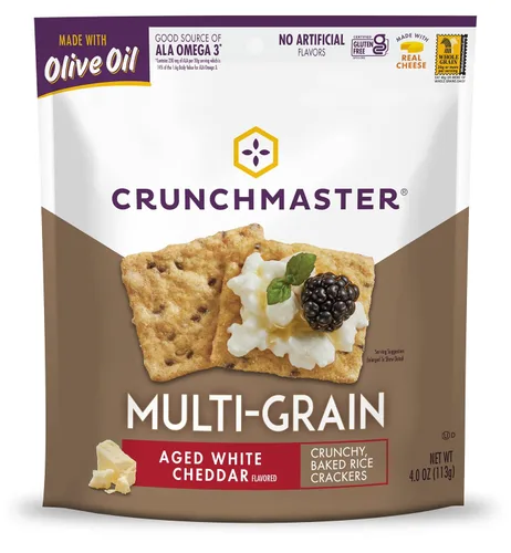 Vista 3 de Crunchmaster Galletas multicereal Cheddar blanco envejecido, sin gluten, 4 onzas (paquete de 12)