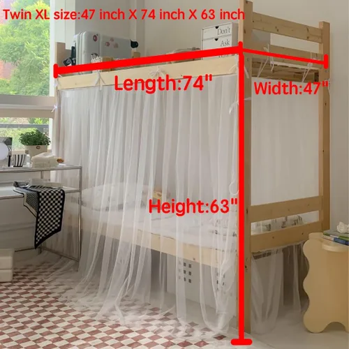 Vista 6 de 4 postes esquineros para dormitorio de estudiantes, litera, mosquitera, cortinas de cama para dormitorio, escuela, universidad, decoración de Rosa