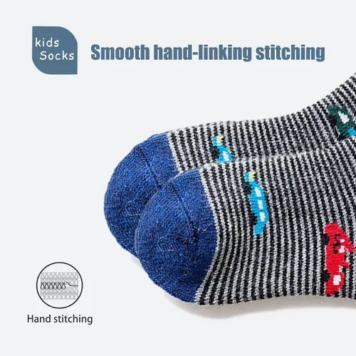 Vista 6 de Zestonie Calcetines de lana para niños, calcetines cálidos de invierno para niños, calcetines térmicos de cuarto de dibujos animados para niños, 6