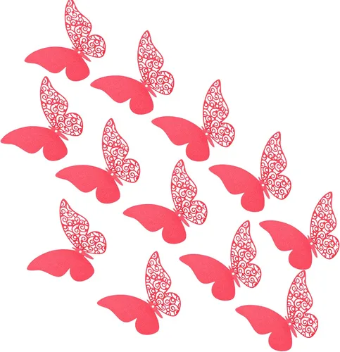 Vista 14 de 12 calcomanías de pared de mariposa 3D, decoración de pared de bricolaje, mariposas de papel extraíbles, decoración de dormitorio de niños y boda
