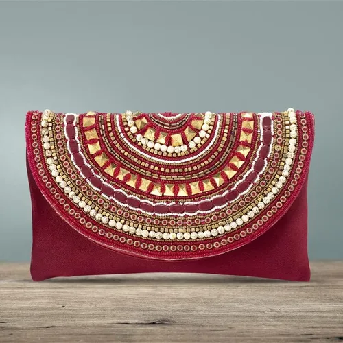 Vista 6 de Aheli Bolsos de mano indios para mujer, bolsos de noche hechos a mano para boda, fiesta nupcial