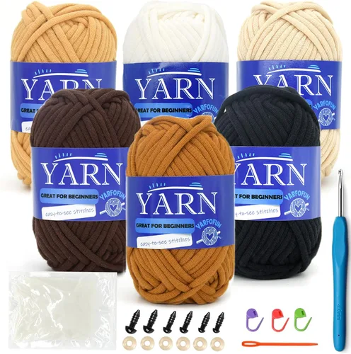 Vista 21 de Paquete de 6 hilos de ganchillo para principiantes, colores arcoíris, multicolor, hilo de ganchillo de algodón para tejer a ganchillo, para Serie