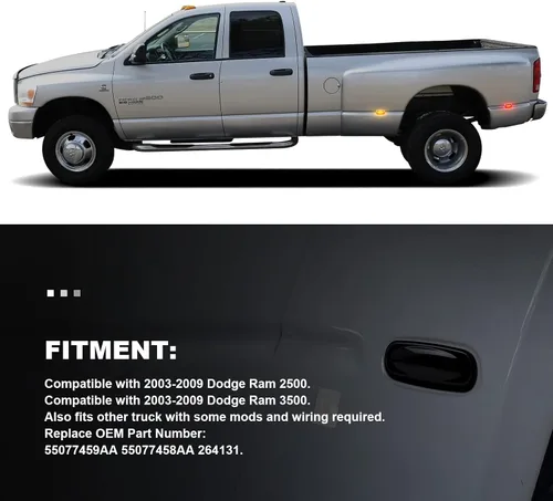 Vista 6 de litzland 4 luces LED de posición laterales compatibles con Dodge Ram 2500 3500 2003-2009 lente ahumada doble defensas parachoques lámparas para SLT