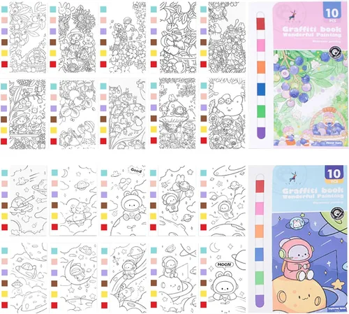 Vista 12 de Juego de papel para colorear de acuarela, todo en un bolsillo, libro de pintura de acuarela, artes y manualidades creativas para adultos Serie Animal