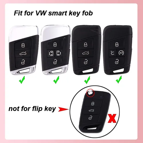 Vista 2 de ontto Funda de cuero para llavero VW Smart Remote Key Case para Volkswagen, Negro
