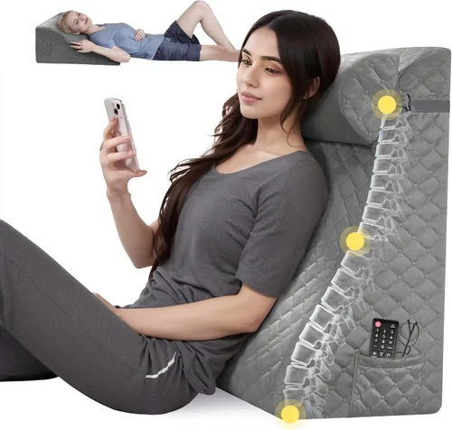 Vista 20 de Almohada de lectura de cuña de espuma viscoelástica para cama, almohada ergonómica para adultos con reposacabezas ajustable, almohada de cama
