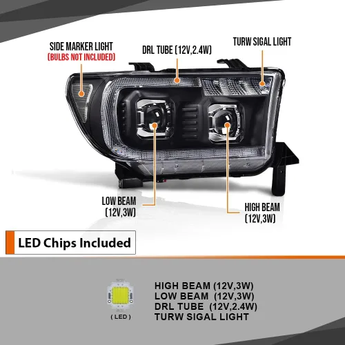 Vista 8 de CROSSDESIGN Conjunto de faros LED, carcasa negra con lente transparente