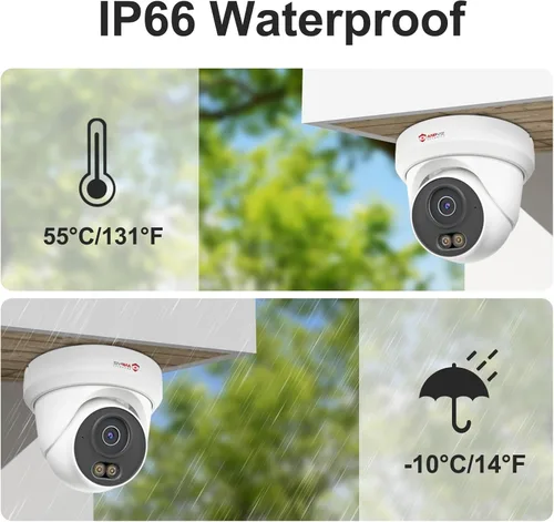 Vista 7 de Anpviz Sistema de cámara de seguridad PoE de 16 canales, 8 cámaras de torreta IP con cable de 5 MP para exteriores, visión nocturna, micrófono
