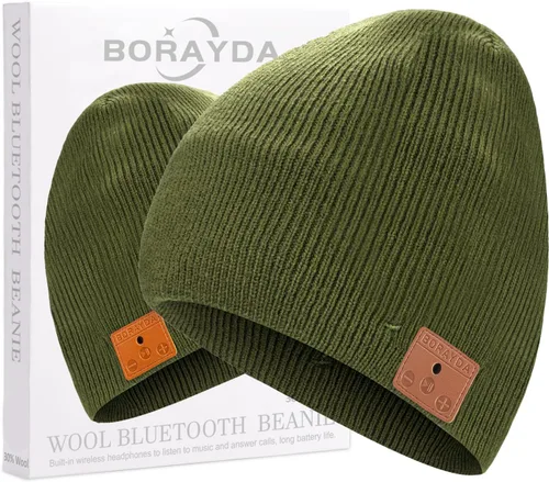 Vista 7 de BORAYDA Merino Wool Bluetooth Beanie, HD Stereo,30 Hours Play Time,Built-in Microphone, Men's/Women's Christmas Electronic Gift (Black)