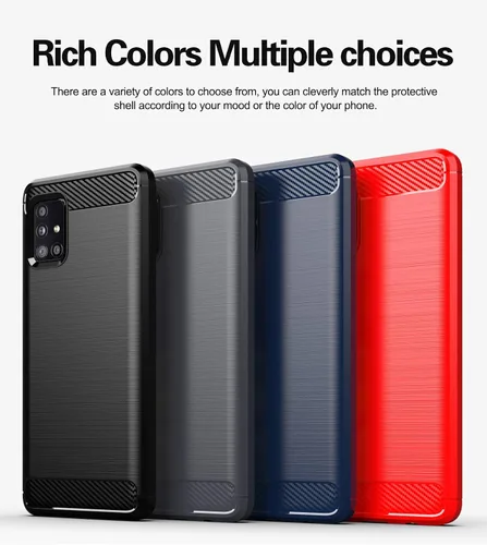 Vista 6 de Funda para Samsung A51 5G con protector de pantalla HD - M MAIKEZI Slim TPU antideslizante (cepillado negro)