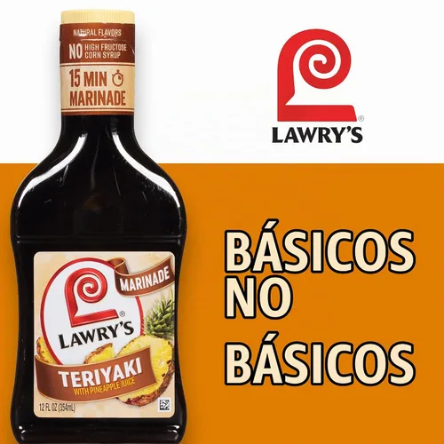 Vista 18 de Lawry's Teriyaki con adobo de jugo de piña, 12 fl oz