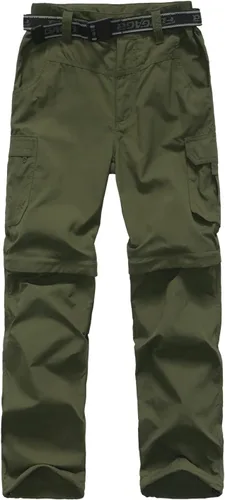 Vista 2 de Pantalones de senderismo convertibles para niños, ligeros, de secado rápido, con cremallera, para niños, jóvenes, exteriores, UPF 50+, pantalones