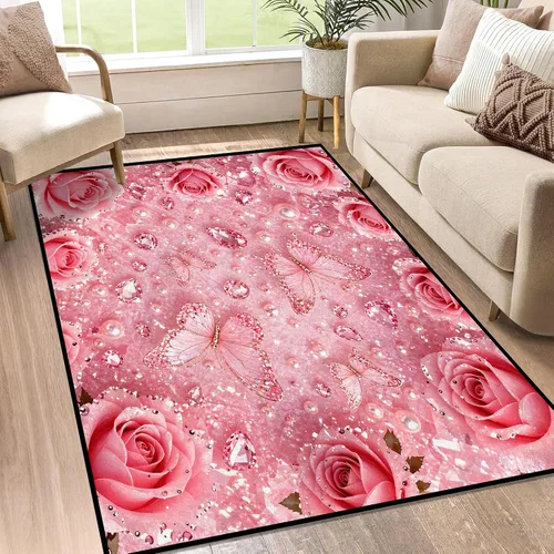 Vista 46 de Alfombras 3D de 3 x 5 pies, color rosa 3D, para dormitorio, lavandería, sala de estudio, alfombra realista de gotas de agua gris plateado 3d rosa 09