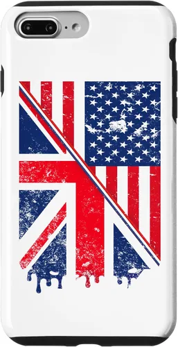 Vista 11 de Funda para iPhone 15 Union Jack y bandera estadounidense para expatriados británicos y estadounidenses