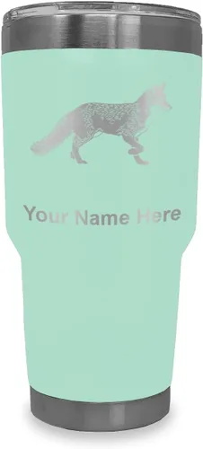 Vista 11 de LaserGram Vaso aislado al vacío de 20 onzas, zorro, grabado personalizado incluido (negro)