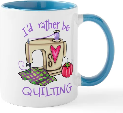 Vista 31 de CafePress I'd Rather Be Quilting Mug Taza de café de cerámica de 11 oz (11.0 fl oz)