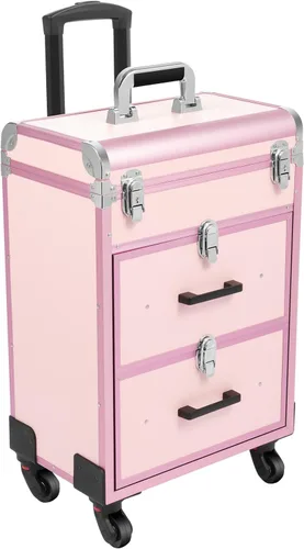 Vista 10 de TFCFL Estuche de carrito de maquillaje de 3 niveles, Negro -, Elegante