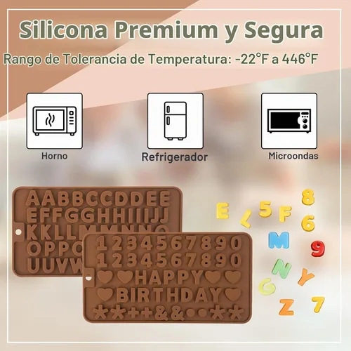 Vista 3 de 4 moldes de silicona para chocolate, moldes de silicona para letras y moldes de chocolate con números con símbolos de decoración de pasteles