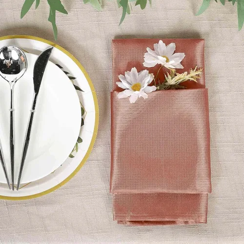 Vista 7 de Efavormart - Servilletas de lino de satén de terracota de 20 x 20 pulgadas para decoración de bodas, cumpleaños, restaurantes, fiestas, 25