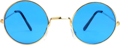 Vista 2 de Skeleteen Gafas hippie Blue Circle Gafas de sol hipster estilo azul de los años 60 1 par