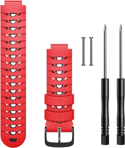 Vista 7 de Para Forerunner 630/235/620/735XT/220/230/Approach S20/S6/S5, correa de reloj de silicona suave de dos en uno, rojo-negro