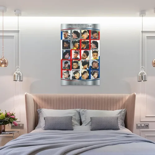 Vista 8 de Póster de peluquería para decoración de pared, peinados infantiles, estilos de cabello modernos para niños, pinturas artísticas de pared, lienzo