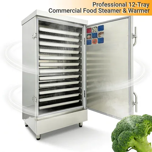 Vista 2 de Gabinete de vapor de alimentos eléctrico comercial Calentador de vapor de acero inoxidable 12 capas Cocina de vapor de mariscos Horno de vapor