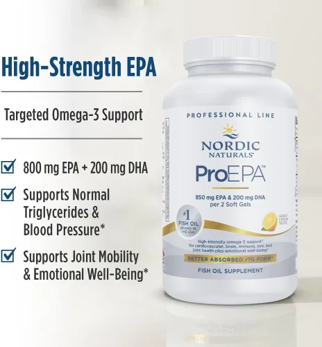 Vista 3 de Nordic Naturals ProEPA, Limón - 120 geles blandos - 1210 mg Omega-3 - Fórmula EPA de alta intensidad para un estado de ánimo saludable, salud