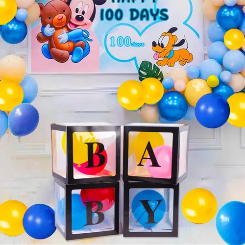 Vista 6 de CJT Cajas de bebé con letras para baby shower, cajas de bloque transparentes para decoración de baby shower, caja de globo transparente para fiesta