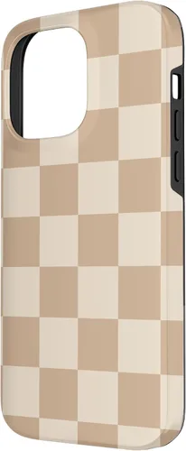 Vista 43 de Funda de tablero de ajedrez marrón beige claro para iPhone 14 Pro