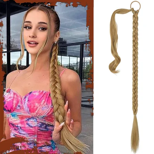 Vista 43 de SOFEIYAN Extensión de cola de caballo trenzada larga con banda elástica y mechón liso envolvente, extensiones de cabello naturales suaves